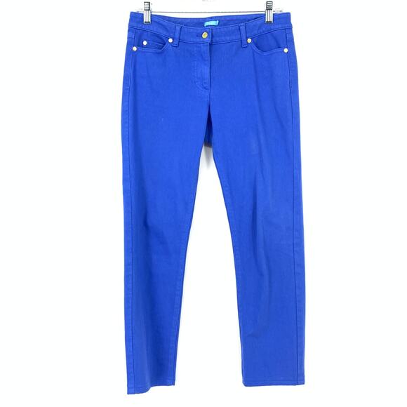 J. McLaughlin Cropped Jeans Womens Size 4 Bright Blue Straight Leg - Picture 1 of 6